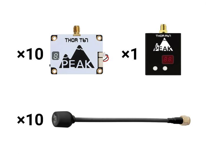 Комплект видеоприемник Peakfpv THOR R67 VRX + видеопередатчик Peakfpv THOR T67 FPV VTX с антеннами (10шт)
